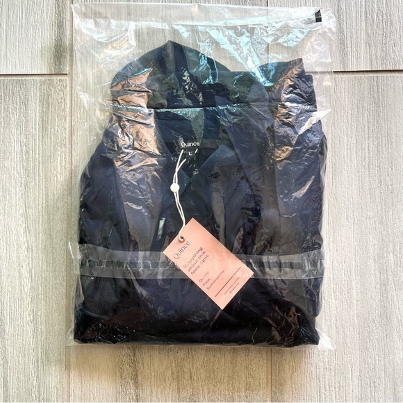 Quince Washable Stretch Silk Shirt Dress in Navy - large - Picture 7 of 7